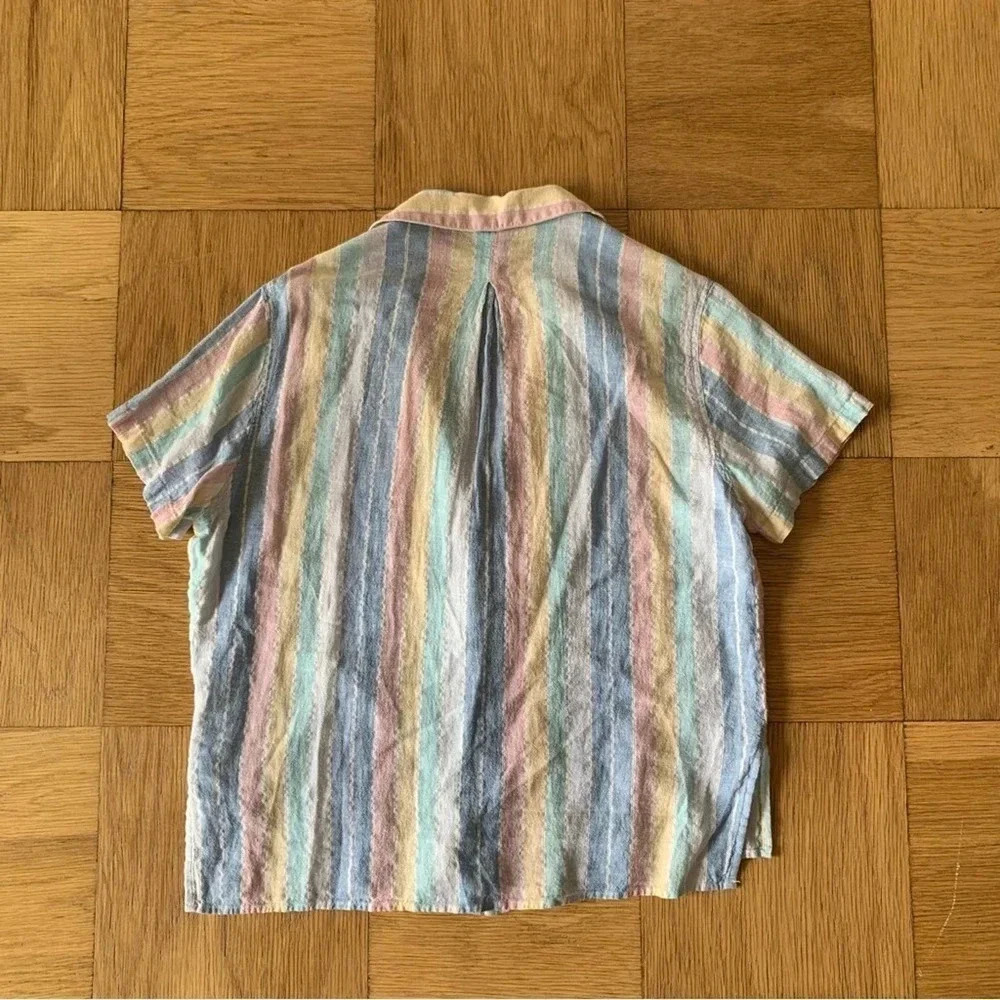 Rails Zuma Shirt Small Jubilee Stripe Pastel Metallic Button Down Short Sleeve - Picture 4 of 9
